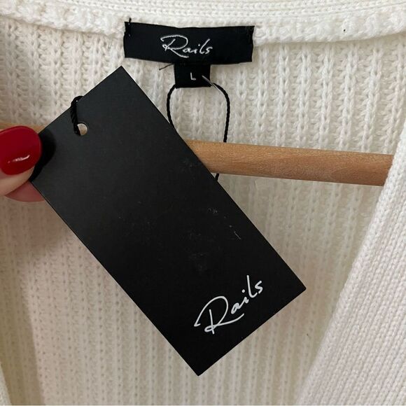 Rails Nora Longline Wrap Wool Cashmere Cardigan With Belt, Cream Size Large NWT - Picture 4 of 10